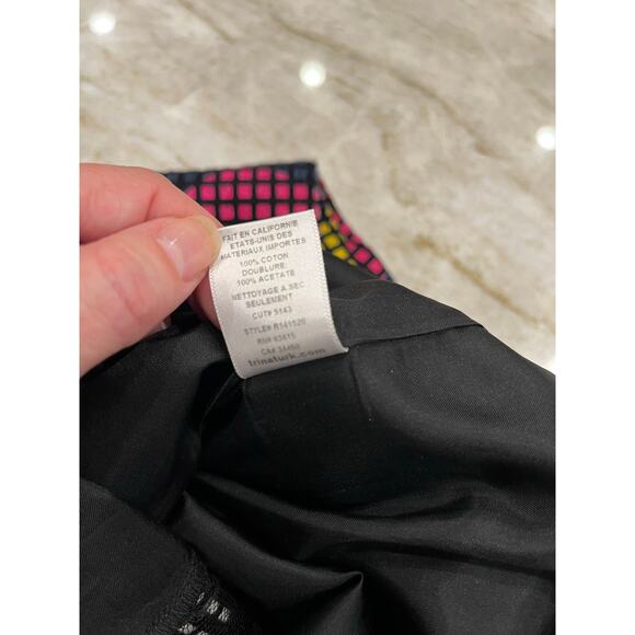 Trina Turk Geometric Pixel Print Faux Wrap Skirt | Cotton Lined | Fits Size 6 - Picture 6 of 9